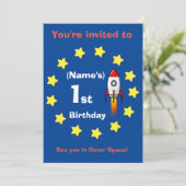 Einladung - Raketenschiff Custom Birthday - Name h (Stehend Vorderseite)