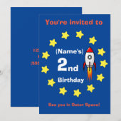 Einladung - Raketenschiff Custom Birthday - Name h (Vorne/Hinten)
