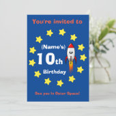 Einladung - Raketenschiff Custom Birthday - Name h (Stehend Vorderseite)