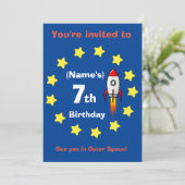 Einladung - Raketenschiff Custom Birthday - Name h (Stehend Vorderseite)