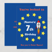 Einladung - Raketenschiff Custom Birthday - Name h (Vorne/Hinten)