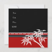 Einladung Red Schwarz-weiß Asian Bamboo (Rückseite)