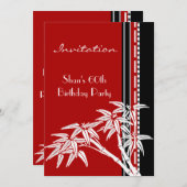 Einladung Red Schwarz-weiß Asian Bamboo 60. (Vorne/Hinten)
