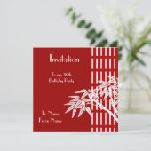 Einladung Red White Asian Bamboo (Stehend Vorderseite)