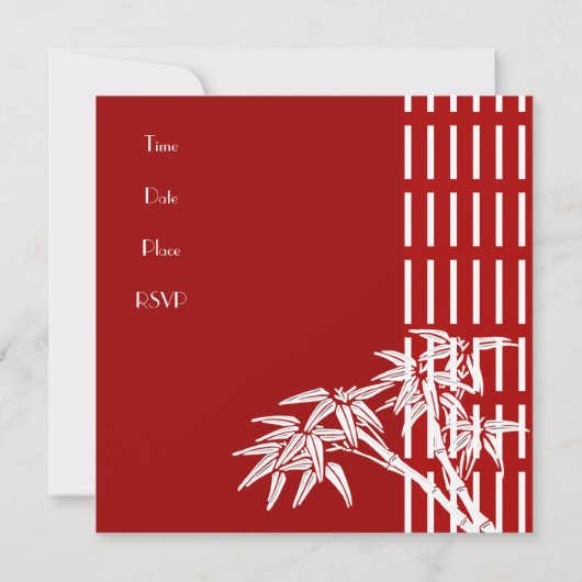 Einladung Red White Asian Bamboo (Rückseite)