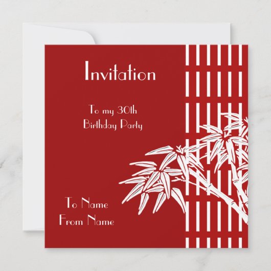 Einladung Red White Asian Bamboo (Vorderseite)