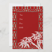 Einladung Red White Asian Bamboo Art Deco (Rückseite)