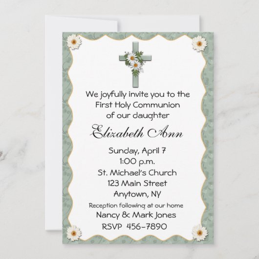 Einladung religiöser Cross Daisies (Vorderseite)
