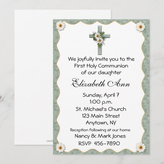 Einladung religiöser Cross Daisies (Vorne/Hinten)