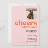 Einladung, Retro Pink & Apricot, 40. Geburtstag Einladung (Vorderseite)