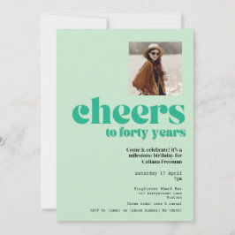 Einladung, Retro Sage Green, 40. Geburtstag Party Einladung