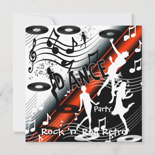 Einladung Rock 'n' Roll Retro Dance Party (Vorderseite)