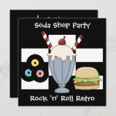 Einladung Rock 'n' Roll Retro Soda Shop Party (Vorne/Hinten)
