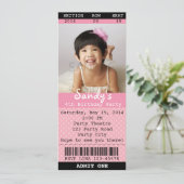 Einladung (Rosa) mit Foto - Theater/Film (Stehend Vorderseite)