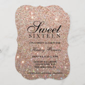 Einladung - Rose Gold Glit Fab 16 . Geburtstag (Vorne/Hinten)