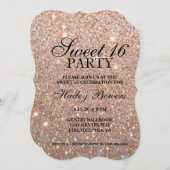 Einladung - Rose Gold Glitzer Fab Sweet 16 (Vorne/Hinten)