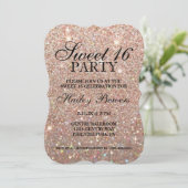 Einladung - Rose Gold Glitzer Fab Sweet 16 (Stehend Vorderseite)
