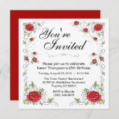 Einladung - Rote Rosen (Vorne/Hinten)