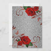 Einladung-Rote Rosen-extravaganter Glitzer Bling Einladung (Rückseite)
