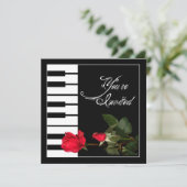 Einladung/Rote Rosen von Piano Keys Einladung (Stehend Vorderseite)