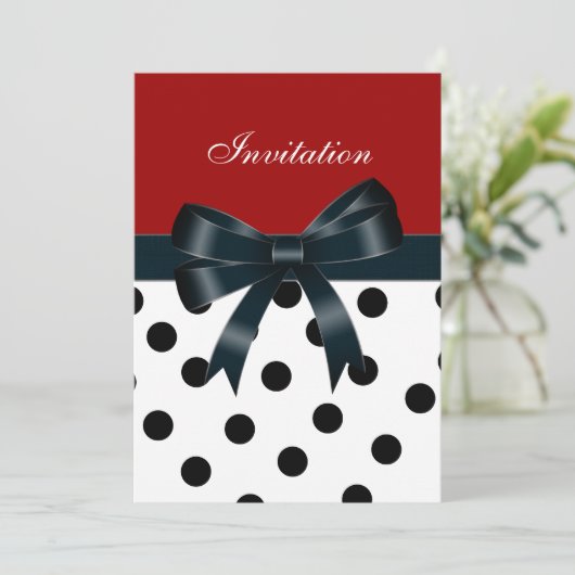 Einladung Rote schwarze Flecken Weiße Bögen (Stehend Vorderseite)