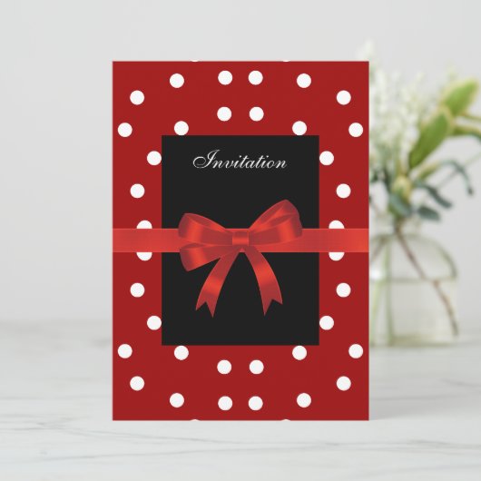 Einladung Rote schwarze Flecken Weiße rote Bogen (Stehend Vorderseite)
