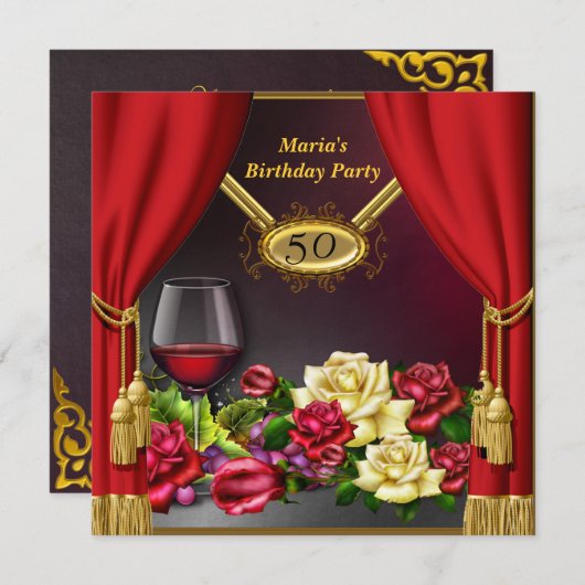 Einladung Roter Vorhang Einladung (Vorne/Hinten)