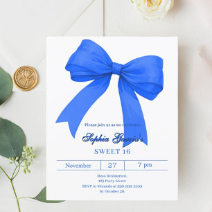 Einladung Royal Blue White Bow SWEET 16