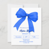 Einladung Royal Blue White Bow SWEET 16 (Vorderseite)