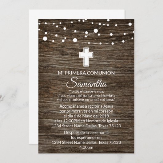 EINLADUNG RUSTIKA DE PRIMERA GEMEINSCHAFT (Vorne/Hinten)