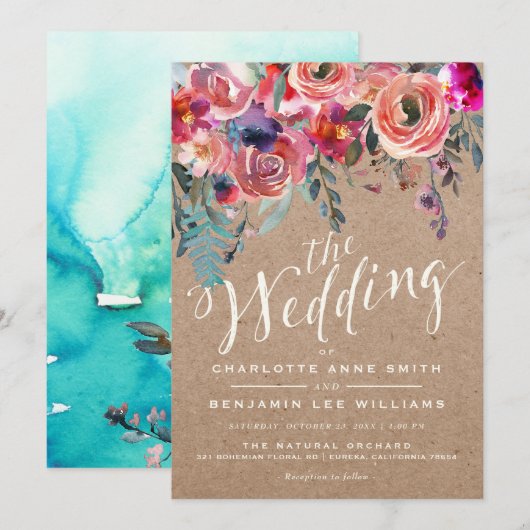 EINLADUNG | Rustikaler Frühling Elegant Floral (Vorne/Hinten)