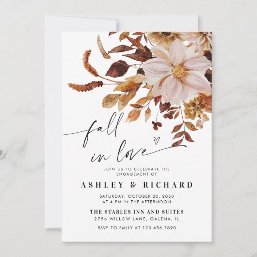 Einladung rustikaler Herbstlaub (Vorderseite)