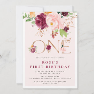 Einladung Saffron Rose Butterfly zum ersten Geburt