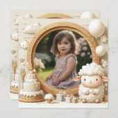 Einladung Schafsrahmen zum Foto am Geburtstag (Vorne/Hinten)