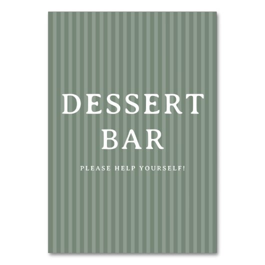 Einladung Schild für Salbeigrüne Dessertbar Tischnummer (Vorderseite)