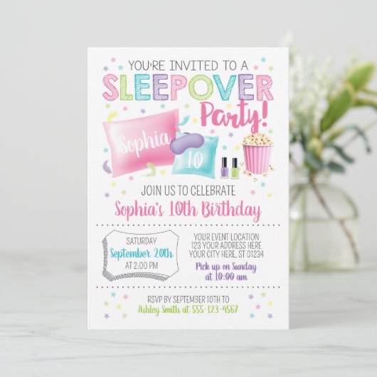 Einladung, Schlummergeburten Party Geburtstag Einladung (Stehend Vorderseite)