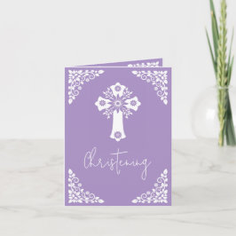 Einladung (schreiben) Bloral Cross Taufe Lilac