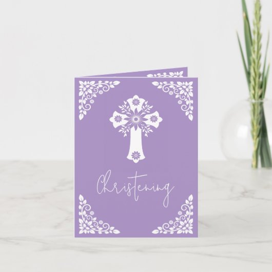 Einladung (schreiben) Bloral Cross Taufe Lilac (Vorderseite)