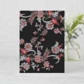 Einladung schwarz modernes Blumenmuster (Stehend Vorderseite)