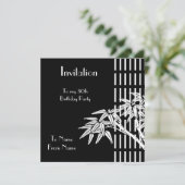 Einladung Schwarz-weißer asiatischer Bambus (Stehend Vorderseite)