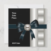 Einladung Seide Silber Creme Bow Schwarz (Rückseite)