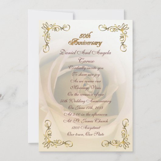 Einladung Sepia Rose zum 50. Jahrestag (Vorderseite)