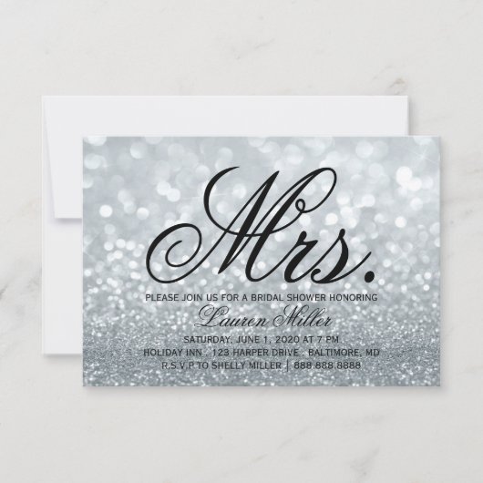 Einladung - Silver Glit Fab Frau Brautparty (Vorderseite)