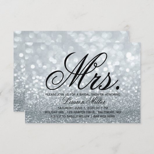 Einladung - Silver Glit Fab Frau Brautparty (Vorne/Hinten)