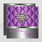 Einladung Silver Mauve Lila Crystal Jewel (Vorne/Hinten)