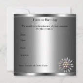 Einladung Silver Mauve Lila Crystal Jewel (Rückseite)