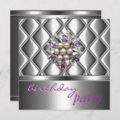 Einladung Silver Mauve Lila Crystal Jewel (Vorne/Hinten)