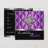 Einladung Silver Mauve Lila Crystal Jewel Black (Vorne/Hinten)