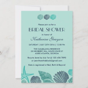 Einladung Soft Blue Seashells zur Sommerhochzeit