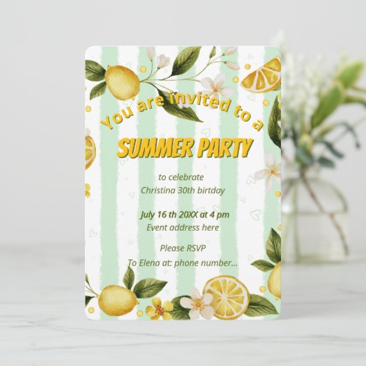 Einladung Sommer Geburtstagsparty (Stehend Vorderseite)